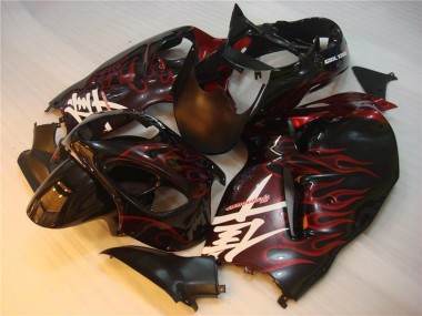 1996-2007 Black Red Flame Suzuki GSXR 1300 Fairings