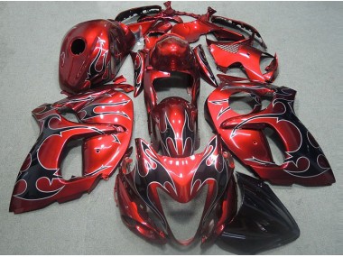 1996-2007 Red with Black Flame Suzuki GSXR1300 Fairings