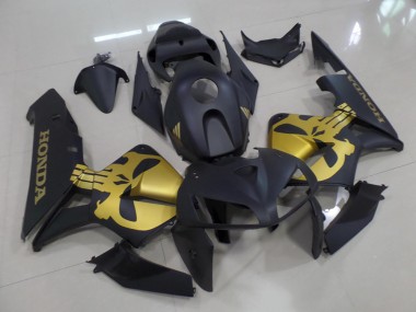 2005-2006 Matte Black with Gold Skull Honda CBR600RR Fairings