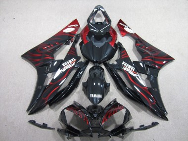 2006-2007 Black Red Flame Yamaha YZF R6 Fairings & Bodywork