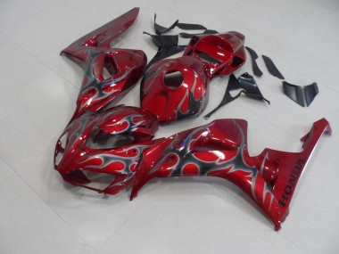 2006-2007 Red Silver Flame Honda CBR1000RR Fairings