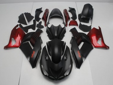 2006-2011 Matte Black and Red Kawasaki Ninja ZX14R Fairings