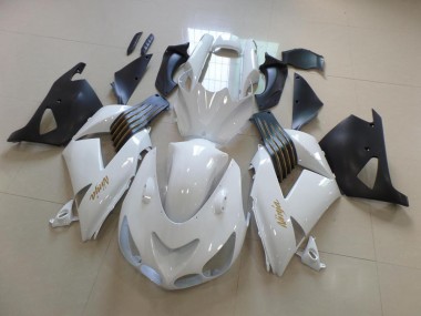 2006-2011 White and Matte Black Kawasaki Ninja ZX14R Fairings