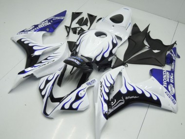 2007-2008 White Blue Flame Honda CBR600RR Fairings