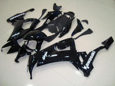 2008-2010 Glossy Black with White Sticker Kawasaki Ninja ZX10R Fairings