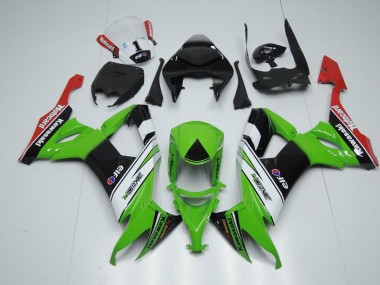 2008-2010 White Black and Green Kawasaki Ninja ZX10R Fairings