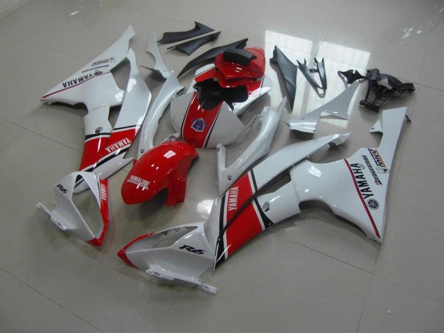 2008-2016 White Red OEM Style Yamaha YZF R6 Fairings