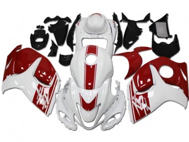 2008-2019 White Red Suzuki GSXR 1300 Fairings