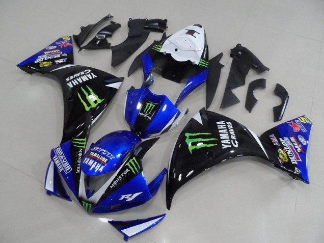 2012-2014 Blue Black Monster Yamaha YZF R1 Fairings & Bodywork