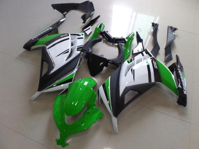 2013-2016 Green Black and White Kawasaki Ninja ZX300R Fairings